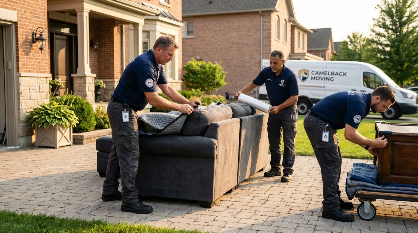 Large estate moving crew wrapping furniture in Washington, MO